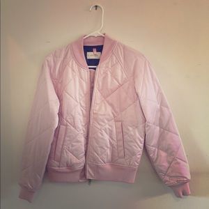 Aritzia Pink Quilted Bomber Jacket
